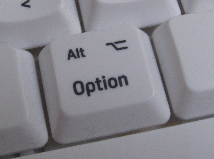 Option key on keyboard for mac